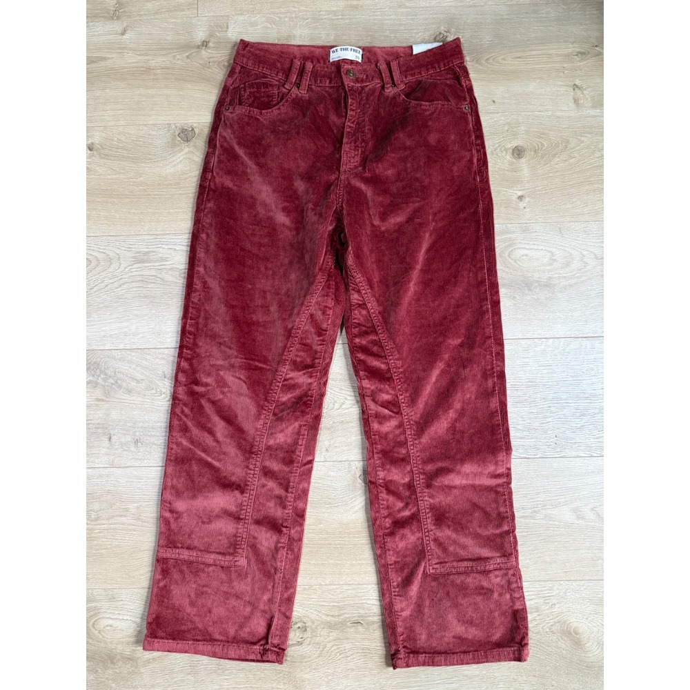 NWT Free People We The Free Risk Taker High Rise Straight Pants Corduroy size 30